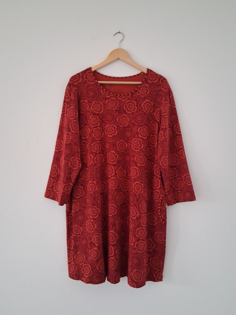 Gudrun Sjoden Organic Cotton A-line Floral Printed Shirt Dress Scandi Lagenlook